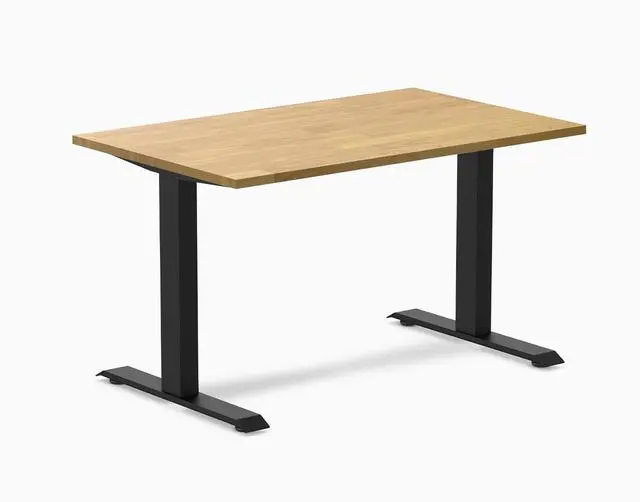 Main image of Desky Zero Rubberwood Office Desk - Light Oak / 48 x 30 in / Matte Black