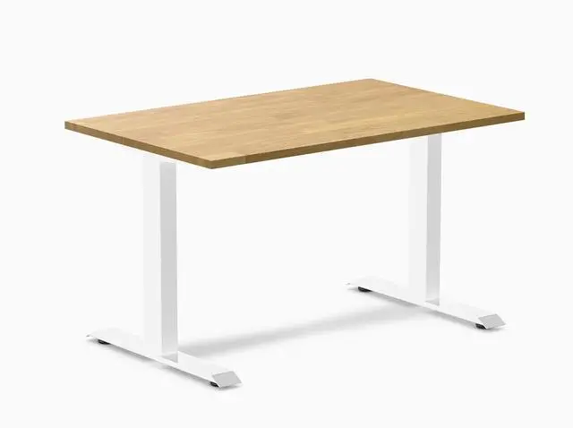 Main image of Desky Zero Rubberwood Office Desk - Light Oak / 48 x 30 in / White