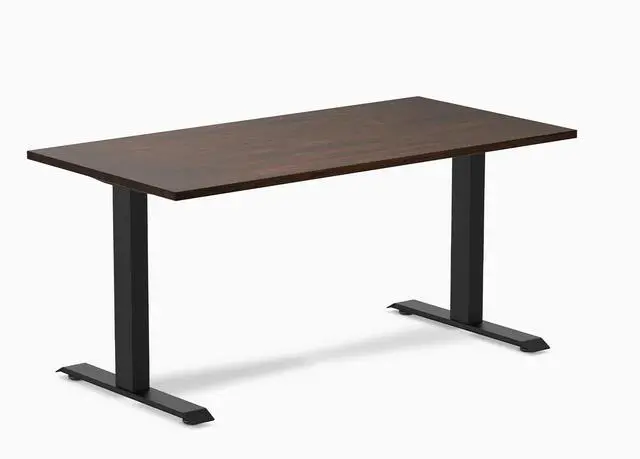 Main image of Desky Zero Rubberwood Office Desk - Dark Walnut / 60 x 30 in / Matte Black