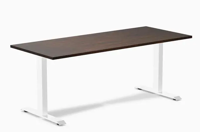 Main image of Desky Zero Rubberwood Office Desk - Dark Walnut / 72 x 30 in / White