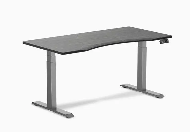 Main image of Desky Dual Ergo Edge Sit Stand Desk - Dark Bamboo / 60 x 30 inches / Space Gray