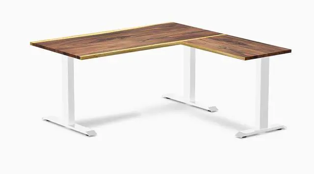 Main image of Desky Zero Hardwood L-Shape Office Desk - Saman / 60 x 30 x 62 x 20 in / White