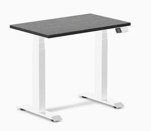 Main image of Desky Dual Mini Bamboo Sit Stand Desk - Dark Bamboo / 32 x 20 in / White