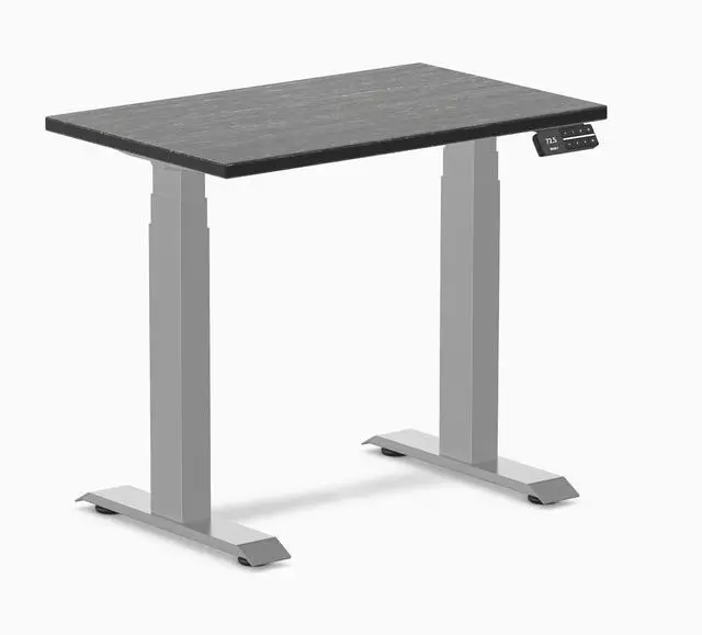 Main image of Desky Dual Mini Bamboo Sit Stand Desk - Dark Bamboo / 32 x 20 in / Grey