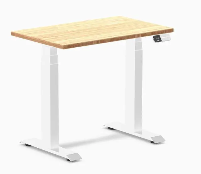 Alt view image 5 of 7 - Desky Dual Mini Bamboo Sit Stand Desk - Dark Bamboo / 32 x 20 in / White