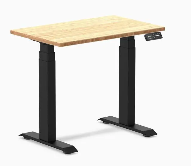 Alt view image 6 of 7 - Desky Dual Mini Bamboo Sit Stand Desk - Dark Bamboo / 32 x 20 in / White