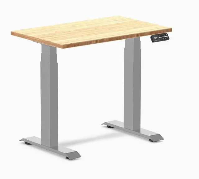 Alt view image 7 of 7 - Desky Dual Mini Bamboo Sit Stand Desk - Dark Bamboo / 32 x 20 in / White
