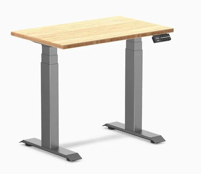 Main image of Desky Dual Mini Bamboo Sit Stand Desk - Bamboo / 32 x 20 in / Space Gray