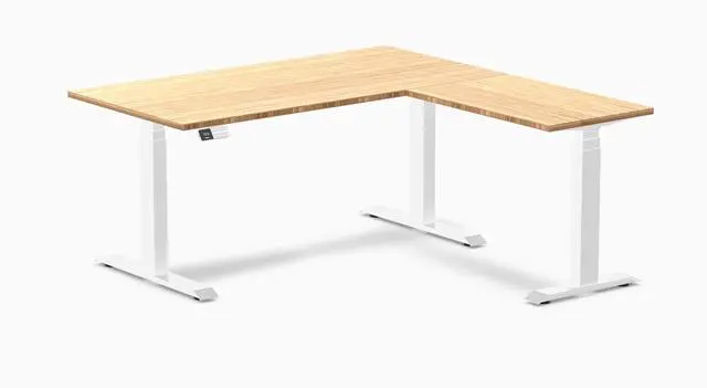 Alt view image 7 of 7 - Desky Bamboo L-Shape Sit Stand Desk - Dark Bamboo / 72 x 30 x 70 x 24 in / Matte Black