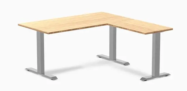 Alt view image 7 of 7 - Desky Zero Bamboo L-Shape Office Desk - Bamboo / 72 x 30 x 70 x 24 in / Matte Black