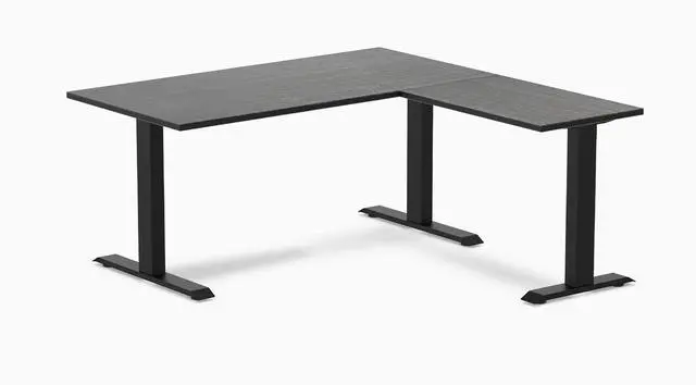 Main image of Desky Zero Bamboo L-Shape Office Desk - Dark Bamboo / 60 x 30 x 62 x 20 in / Matte Black