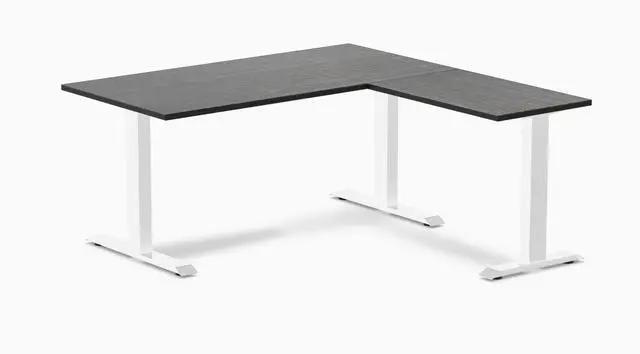 Main image of Desky Zero Bamboo L-Shape Office Desk - Dark Bamboo / 60 x 30 x 62 x 20 in / White