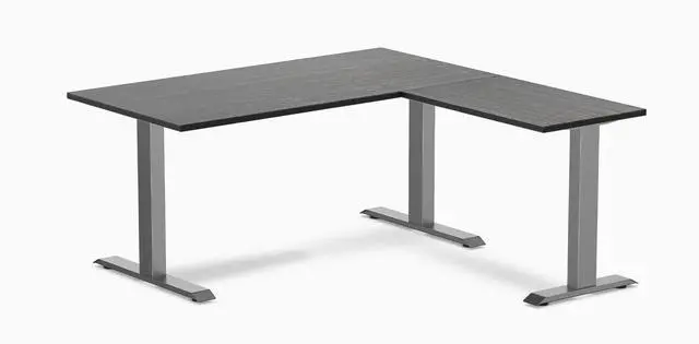Main image of Desky Zero Bamboo L-Shape Office Desk - Dark Bamboo / 60 x 30 x 62 x 20 in / Space Gray