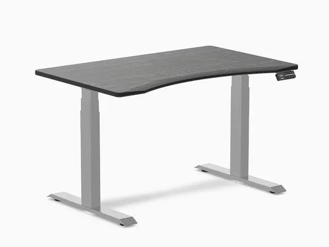 Main image of Desky Dual Ergo Edge Sit Stand Desk - Dark Bamboo / 48 x 30 inches / Gray