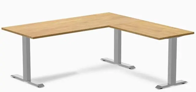 Main image of Desky Zero Rubberwood L-Shape Office Desk - Light Oak / 72 x 30 x 70 x 24 in / Gray