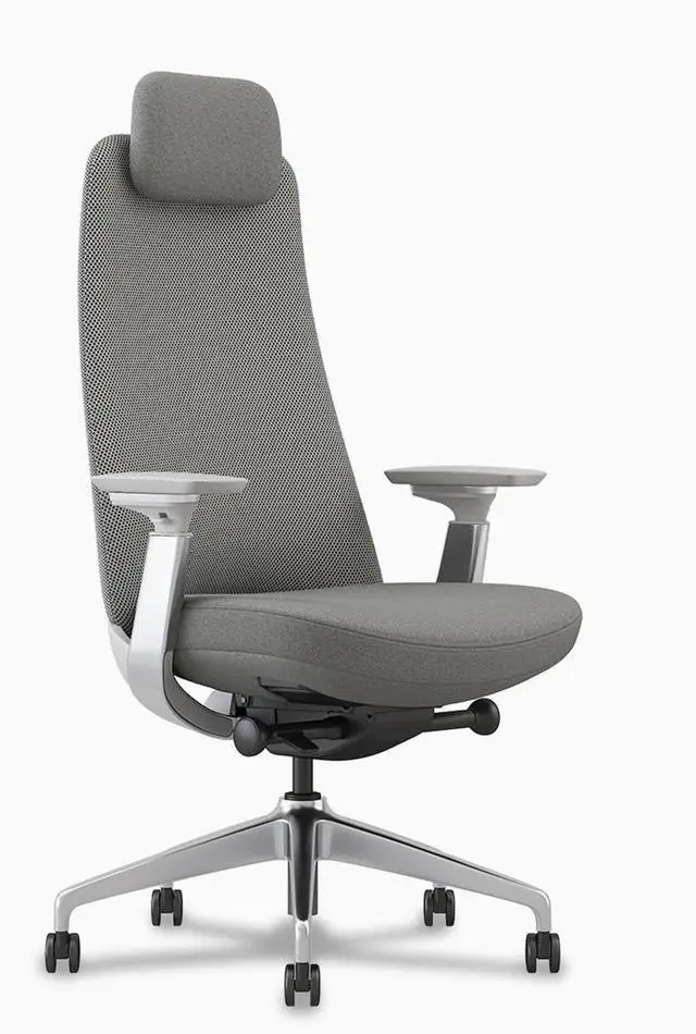 Main image of Desky Pinnacle Executive Office Chair - Light Grey / Polished Aluminium