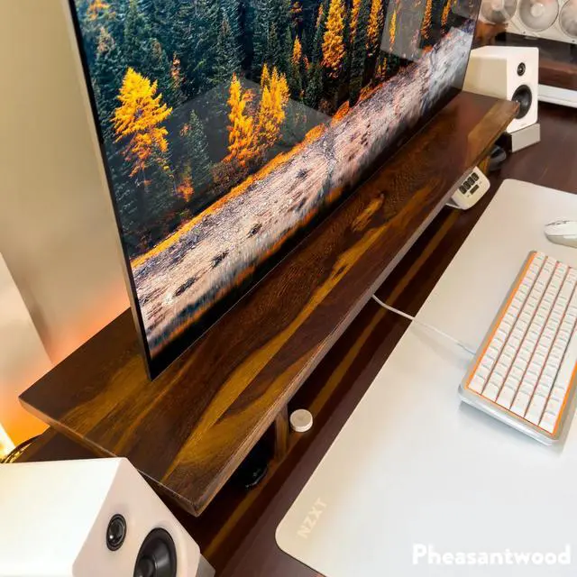 Alt view image 7 of 14 - Desky Monitor Stand - Saman Hardwood