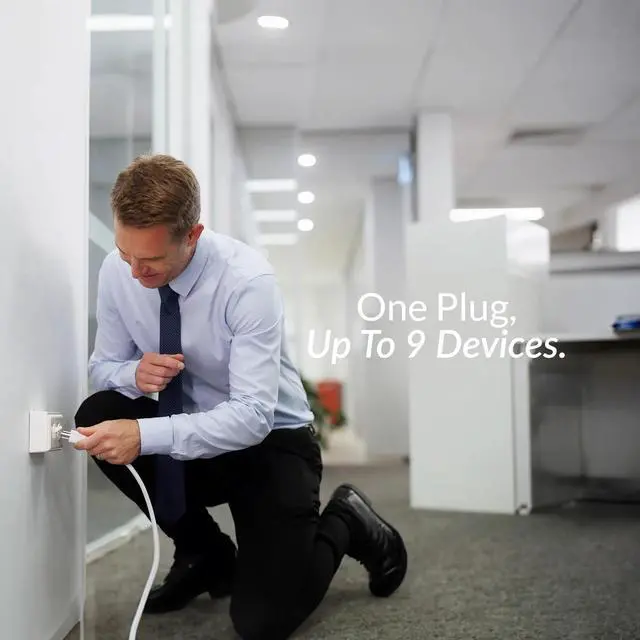 Alt view image 6 of 7 - Desky Integrated Cable & Power Channel - 9 Plugs + 3 x USB-C + 3 x USB / White