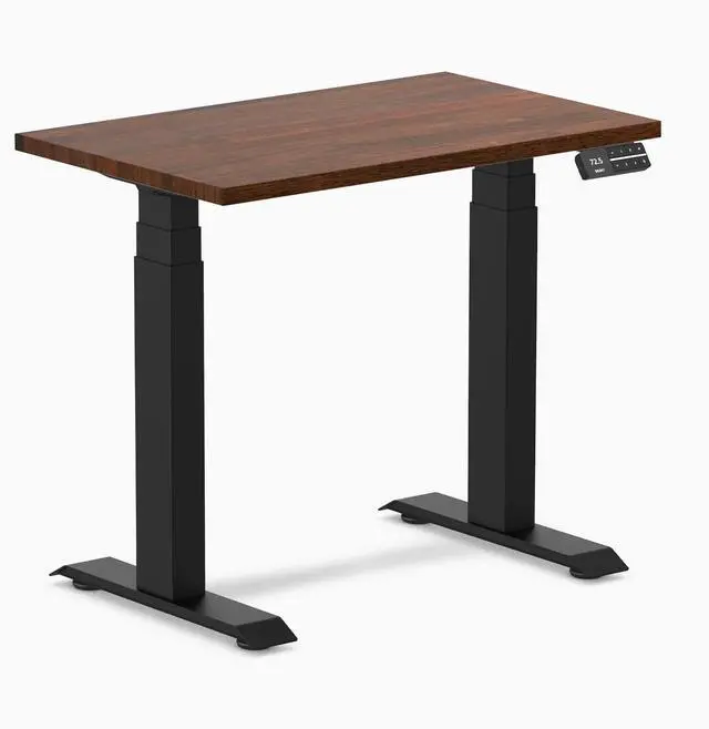 Main image of Desky Dual Mini Rubberwood Sit Stand Desk - Walnut / 32 x 20 in / Matte Black