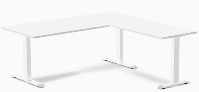 Main image of Desky Zero Laminate L-Shape Office Desk - White / 70.9 x 29.5 x 68.9 x 23.6 in / White