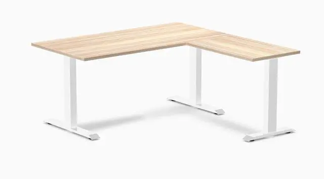 Main image of Desky Zero Laminate L-Shape Office Desk - Classic Oak / 59 x 29.5 x 61 x 19.7 in / White