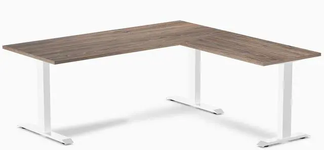 Main image of Desky Zero Laminate L-Shape Office Desk - Natural Walnut / 70.9 x 29.5 x 68.9 x 23.6 in / White