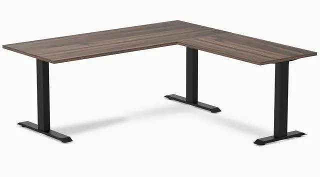 Main image of Desky Zero Laminate L-Shape Office Desk - Jarrah Legno / 70.9 x 29.5 x 68.9 x 23.6 in / Matte Black
