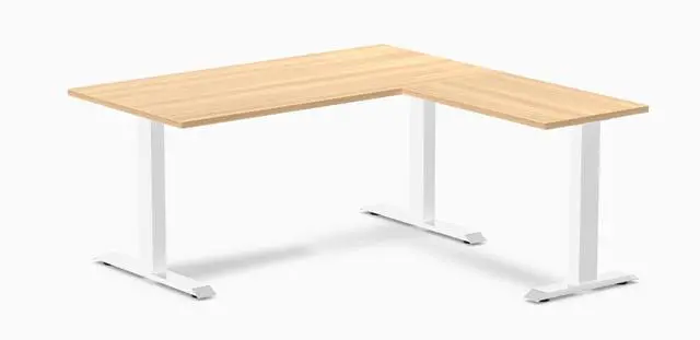 Main image of Desky Zero Laminate L-Shape Office Desk - Sublime Teak / 59 x 29.5 x 61 x 19.7 in / White