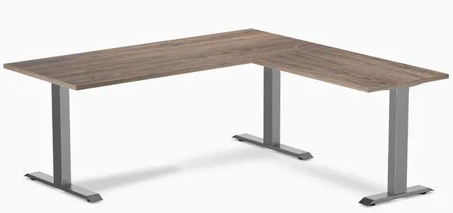 Main image of Desky Zero Laminate L-Shape Office Desk - Natural Walnut / 70.9 x 29.5 x 68.9 x 23.6 in / Space Gray