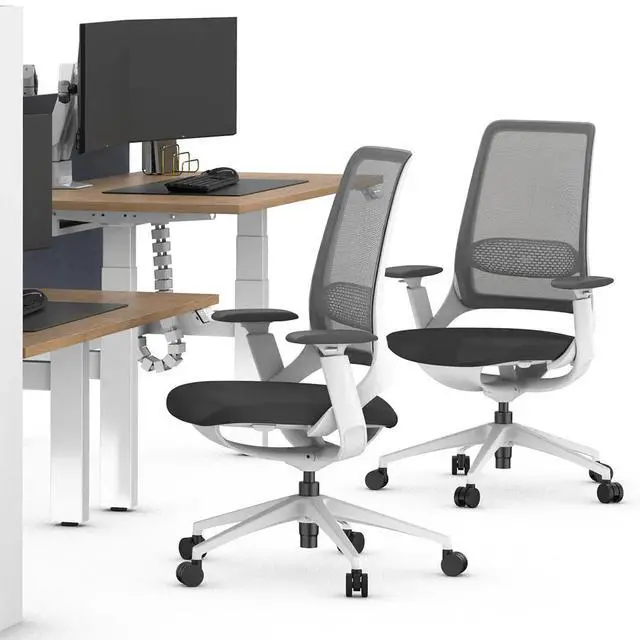 Alt view image 7 of 7 - Desky Pulse Supportive Desk Chair - Black / Polished Aluminium / No Headrest