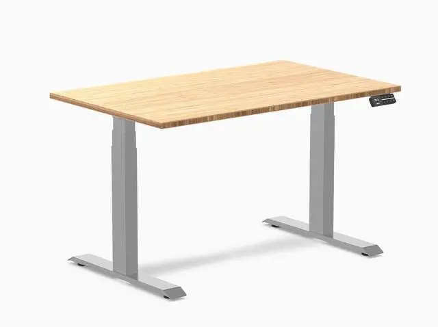 Main image of Desky Dual Bamboo Sit Stand Desk - Bamboo / 48 x 30 in / Grey
