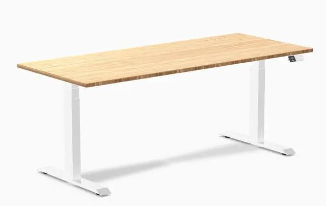 Main image of Desky Dual Bamboo Sit Stand Desk - Bamboo / 72 x 30 in / White
