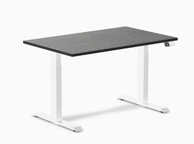 Main image of Desky Dual Bamboo Sit Stand Desk - Dark Bamboo / 48 x 30 in / White