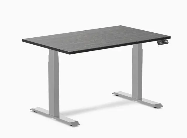 Main image of Desky Dual Bamboo Sit Stand Desk - Dark Bamboo / 48 x 30 in / Grey