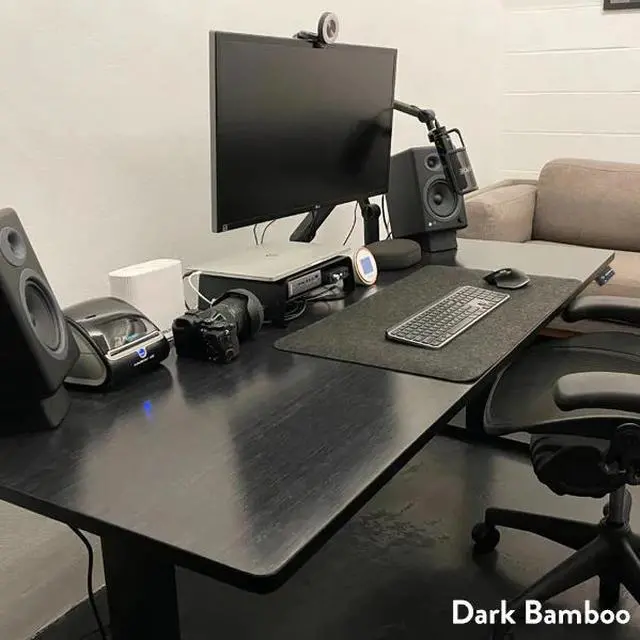 Alt view image 6 of 7 - Desky Dual Bamboo Sit Stand Desk - Dark Bamboo / 48 x 30 in / Matte Black