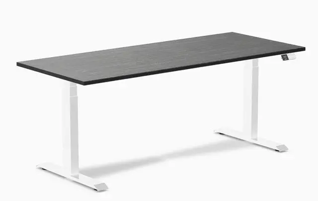 Main image of Desky Dual Bamboo Sit Stand Desk - Dark Bamboo / 72 x 30 in / White