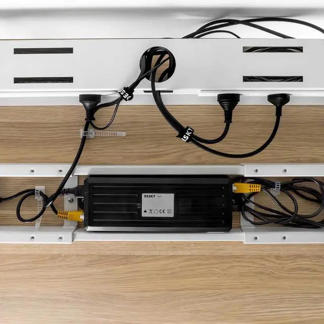 Alt view image 6 of 7 - Desky Mini Cable & Power Tray - Black / 6 Plugs + 2 x USB-C + 2 x USB