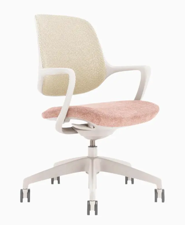 Main image of Desky Evoque Low Back Office Chair - White + Peach / No
