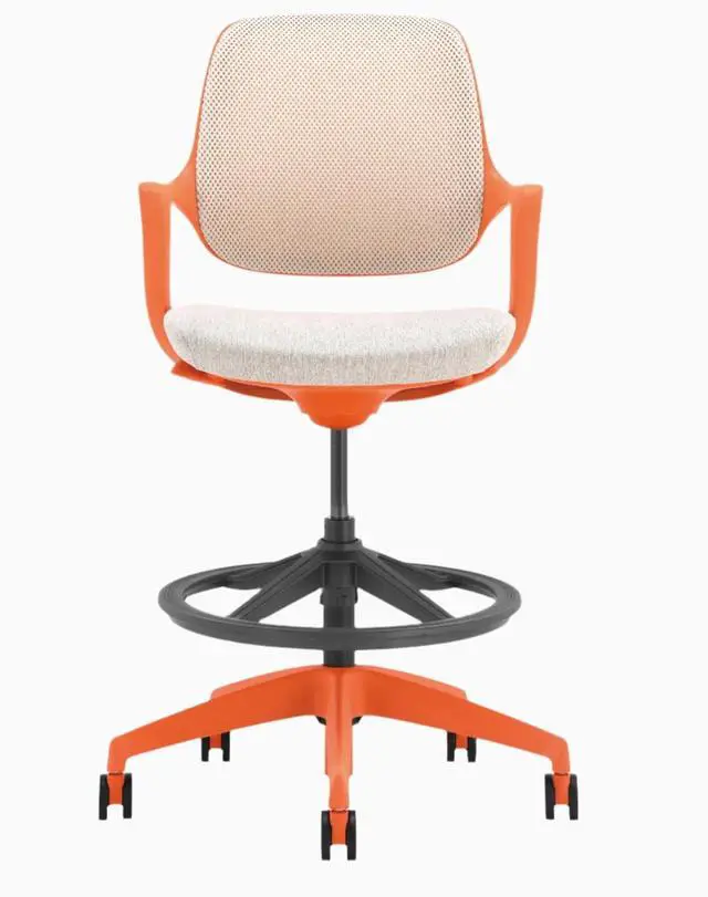 Main image of Desky Evoque Low Back Office Chair - Orange + White / Yes