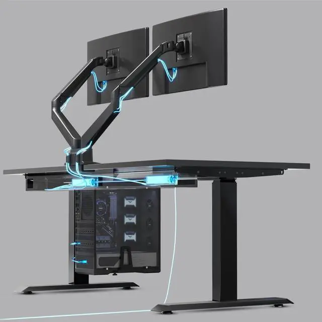 Alt view image 3 of 7 - Desky Integrated Cable & Power Channel - 6 Plugs + 2 x USB-C + 2 x USB / Space Gray