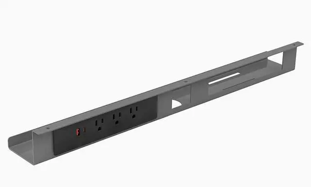 Main image of Desky Mini Cable & Power Tray - Gray / 3 Plugs + 1 x USB-C + 1 x USB
