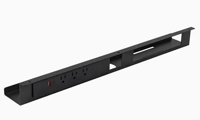 Main image of Desky Mini Cable & Power Tray - Black / 3 Plugs + 1 x USB-C + 1 x USB