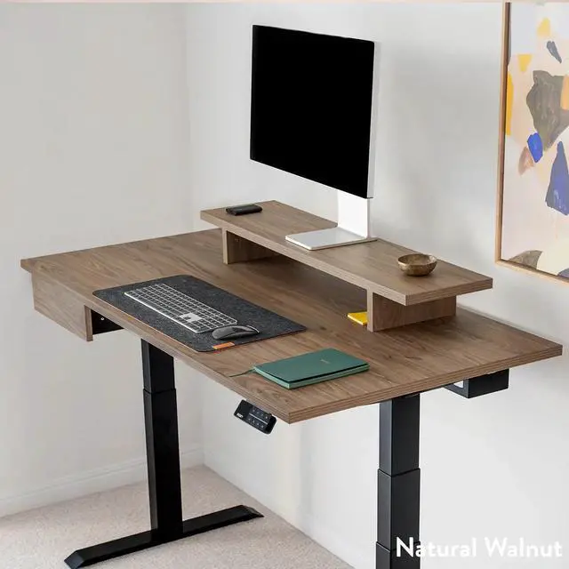 Alt view image 4 of 7 - Desky Dual Laminate Sit Stand Desk - White / 59.1 x 29.5 in / Matte Black