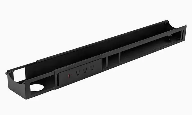 Main image of Desky Integrated Cable & Power Channel - 3 Plugs + 1 x USB-C + 1 x USB / Matte Black