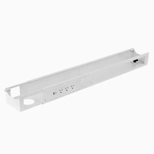 Main image of Desky Integrated Cable & Power Channel - 3 Plugs + 1 x USB-C + 1 x USB / White