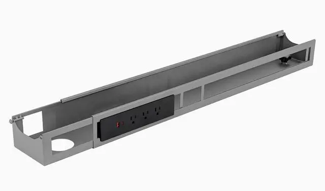 Main image of Desky Integrated Cable & Power Channel - 3 Plugs + 1 x USB-C + 1 x USB / Gray