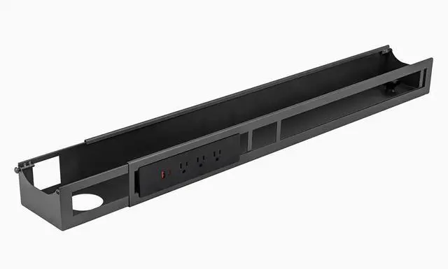 Main image of Desky Integrated Cable & Power Channel - 3 Plugs + 1 x USB-C + 1 x USB / Space Gray