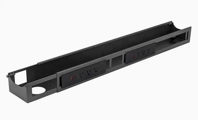 Main image of Desky Integrated Cable & Power Channel - 6 Plugs + 2 x USB-C + 2 x USB / Space Gray