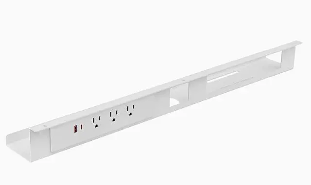 Main image of Desky Mini Cable & Power Tray - White / 3 Plugs + 1 x USB-C + 1 x USB