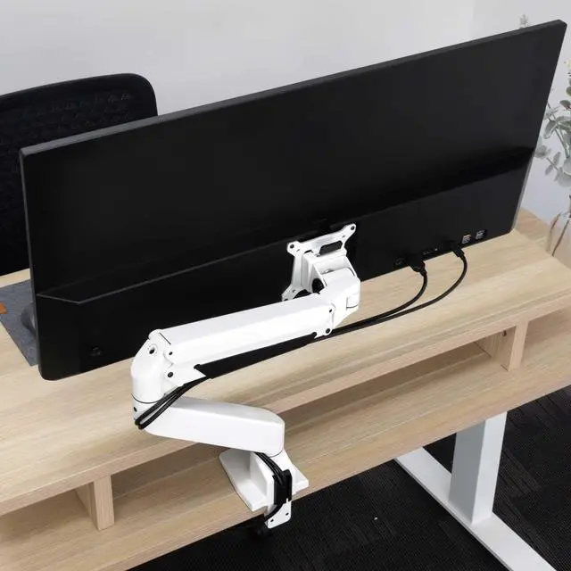 Alt view image 7 of 7 - Desky Heavy Duty Single Monitor Arm (24lbs+) - White